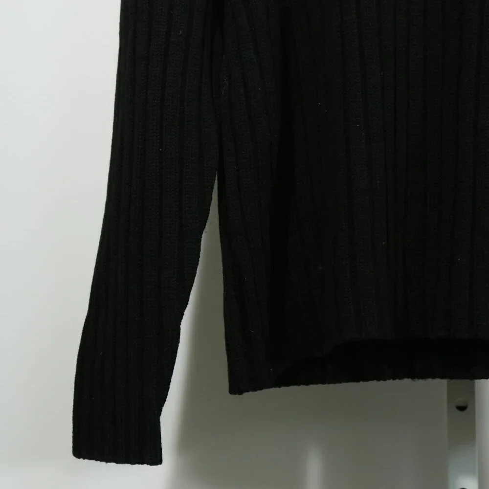 1990’s J.Crew Black Merino Wool Ribbed Turtleneck – Minimalist Quiet Luxury